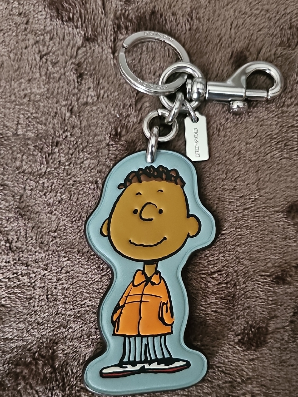 Coach Peanuts Franklin Silicone Keychain - Light Blue & Orange